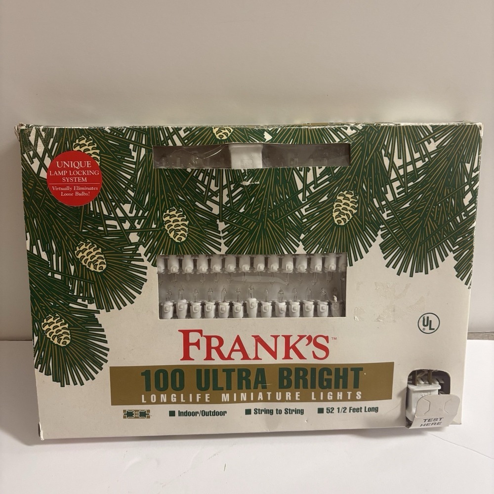 Vtg Franks 100 Ultra Bright Christmas String Lights 52.5 feet